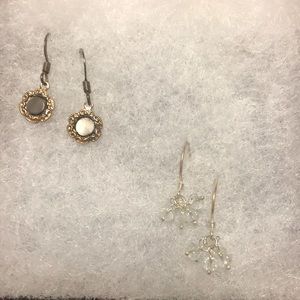 Earring duo smoked mother of pearl and crystal cluster